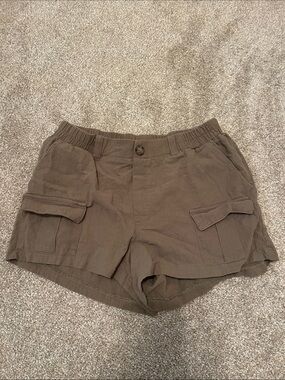 Sienna Sky Olive Brown Cargo Pocket Women's Shorts
